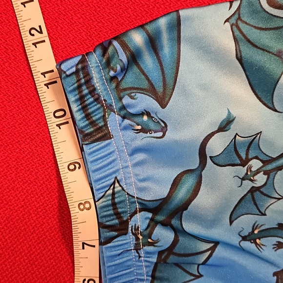 Blue green flying dragons pterodactyl Jurassic leggings EUC - Picture 3 of 6